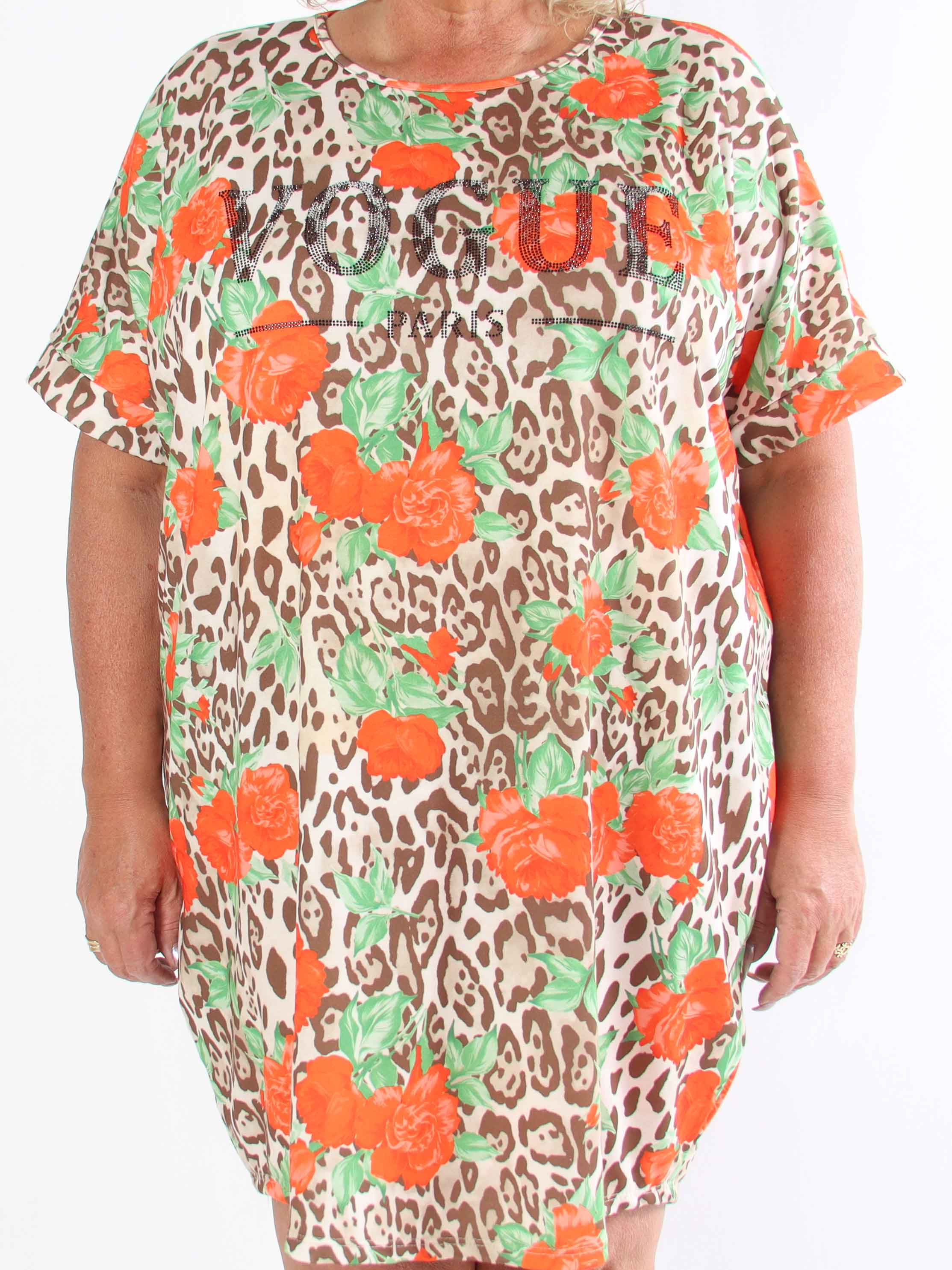 Mintu Leo Dress - Plus size t-shirtkjole i bomuld med leopardprint